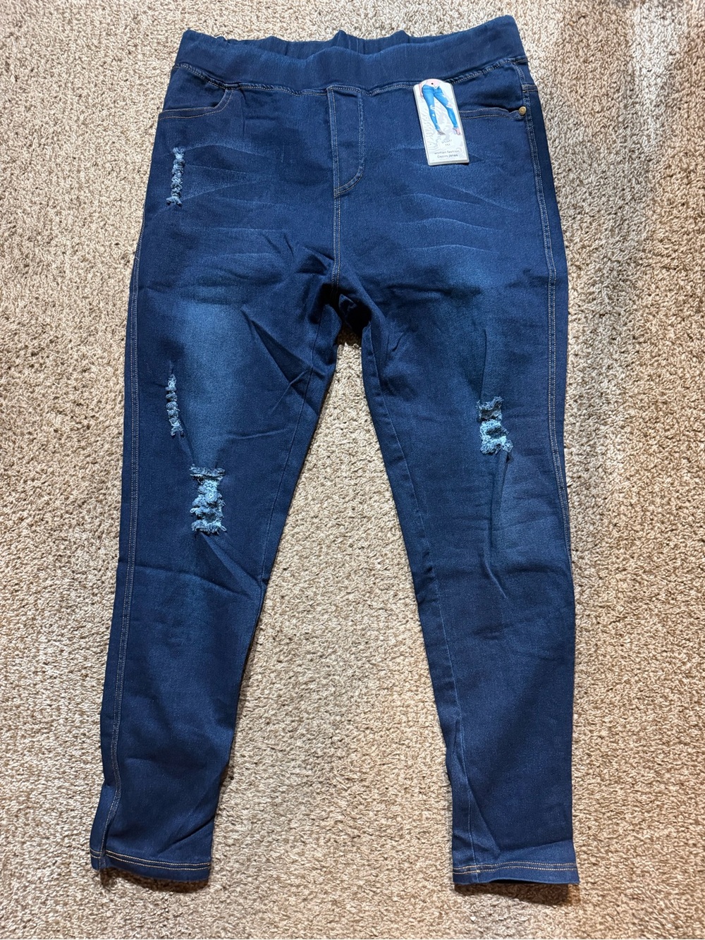 Women’s Dark Blue Distressed Jegging - Size 3X (Fits Like A 1X)